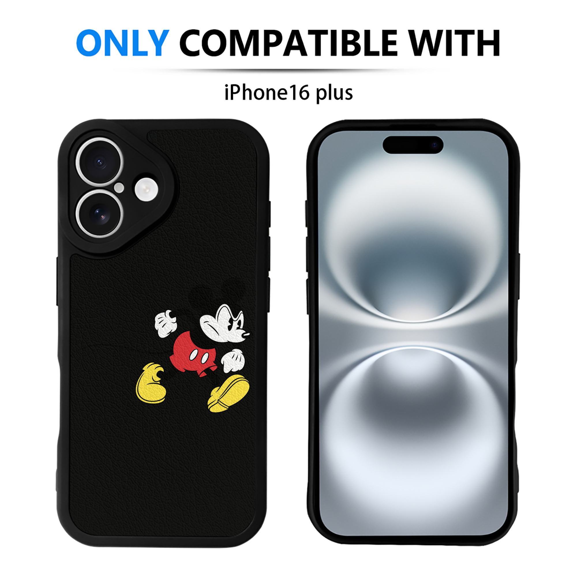 （画像用） ミッキーマウス Mickey Mouse 【iPhone 16シリーズ対応】シリコンスマホケース（レザー調） 材質：シリコン